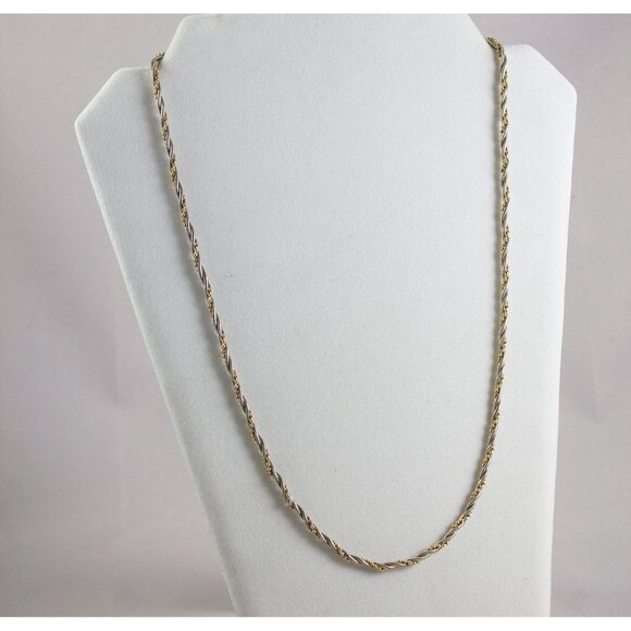 Vintage Napier Twisted Rope Chain Necklace Silver & Gold Signed 24" - Picture 1 of 4